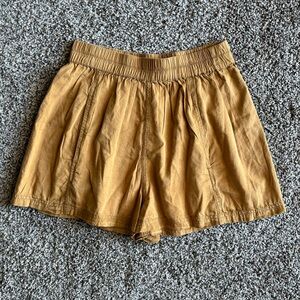 Free People Get Free Poplin Pull-On Shorts Brown Tan